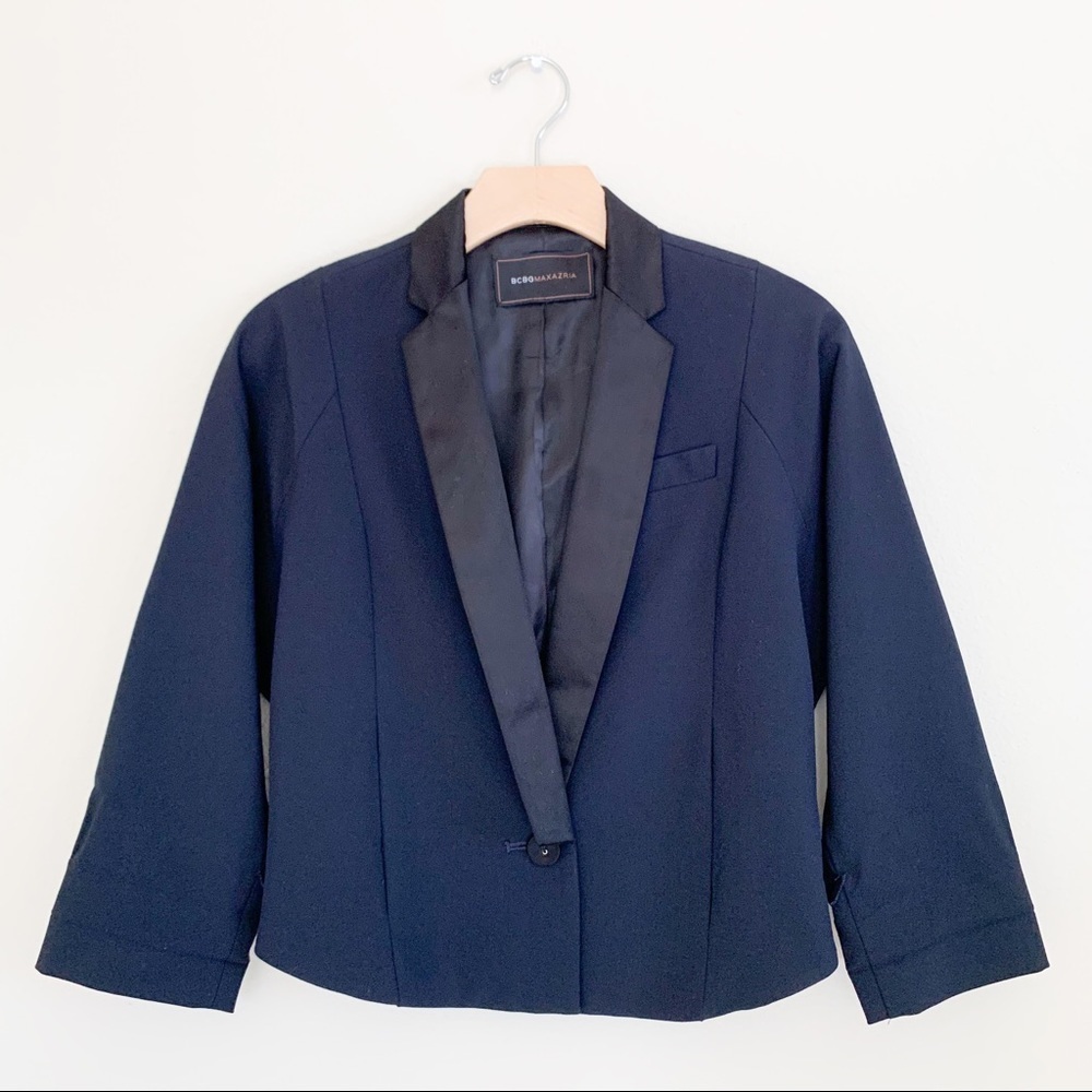 BCBGMAXAZRIA Navy Tuxedo Jacket Brody Blazer
